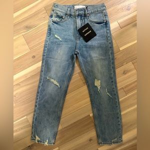 Mother jeans size 27. The dazzler shift. Distressed cropped straight leg.